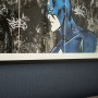 Apartment in the city  | Stunning artwork mounted on beautiful blue silk wallcovering in the master bedroom | Interior Designers
